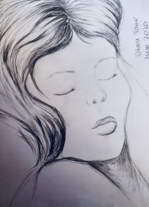 Bleistiftzeichnung - schlafendes Mädchen